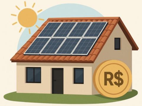 Casa com projeto solar e moeda